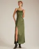 The Green Sheath Side Split Satin Maxi Dress sold by rihoas