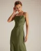 The Green Sheath Side Split Satin Maxi Dress sold by rihoas