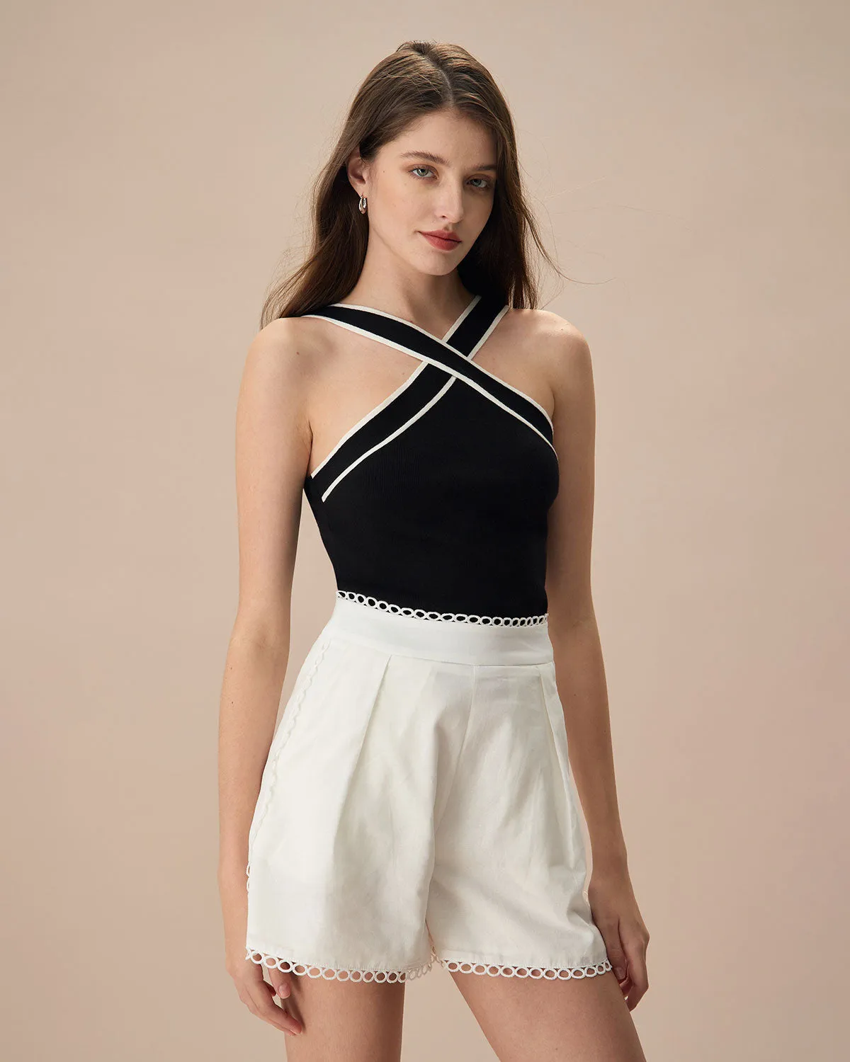 The Black Contrast Knit Tank Top sold by rihoas product image thumbnail 3