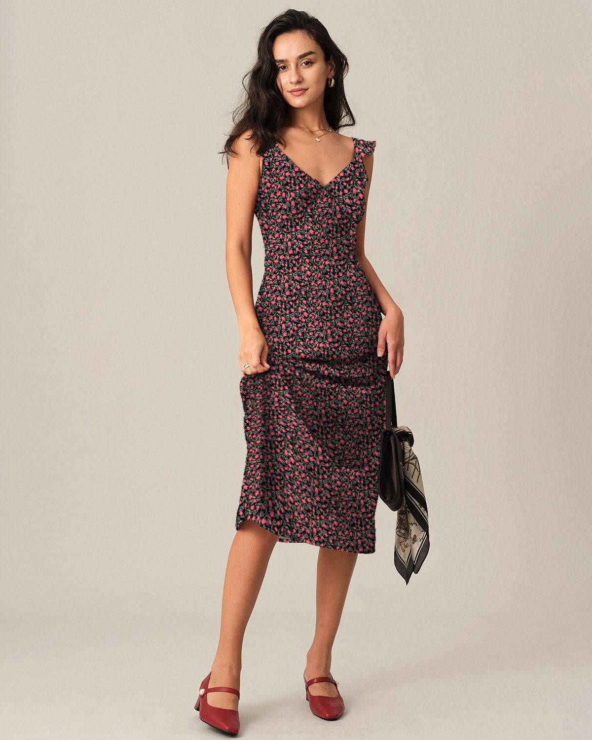 The Tulip Print Backless Midi Dress sold by rihoas product image thumbnail 3