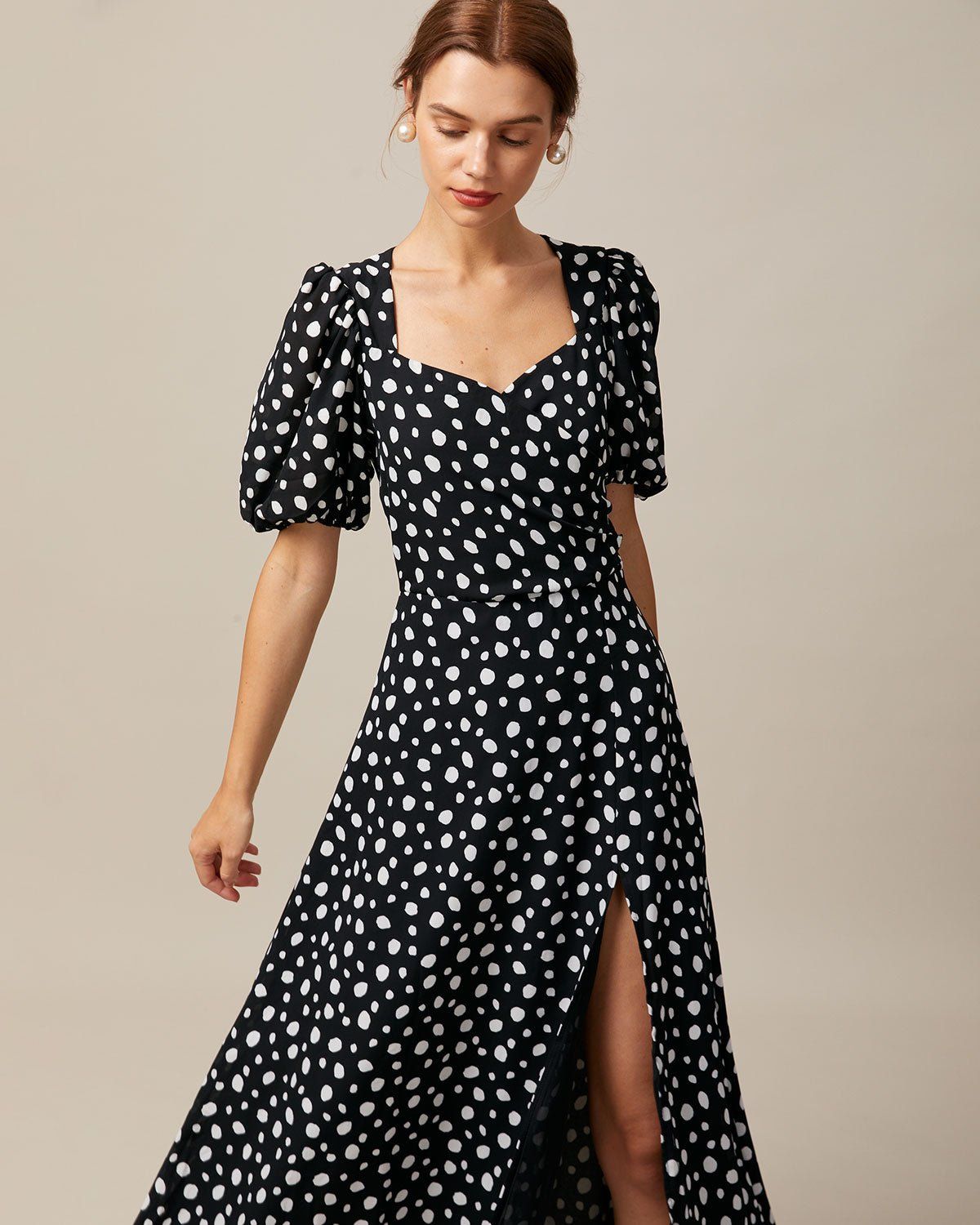 The Black Polka Dot Hollow Out Midi Dress sold by rihoas product image thumbnail 2