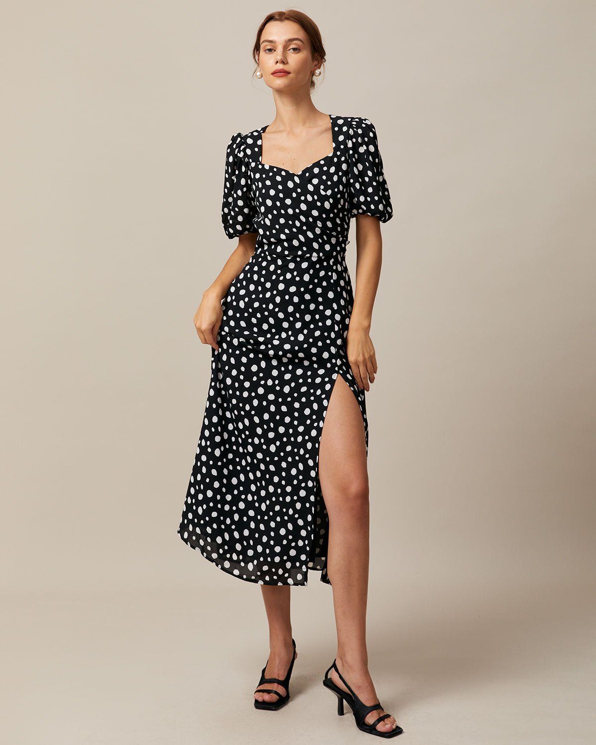 The Black Polka Dot Hollow Out Midi Dress sold by rihoas product image thumbnail 3