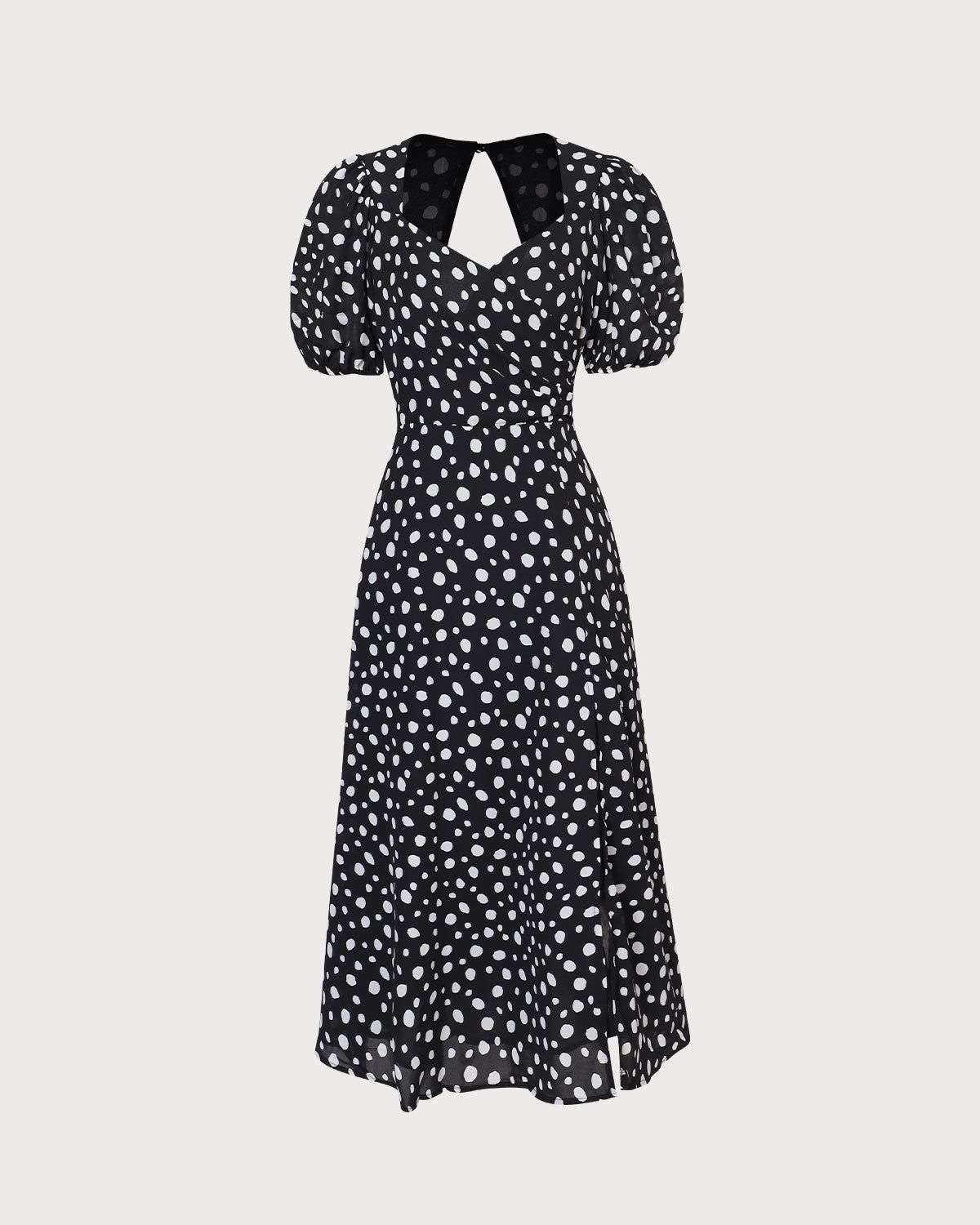 The Black Polka Dot Hollow Out Midi Dress sold by rihoas product image thumbnail 7