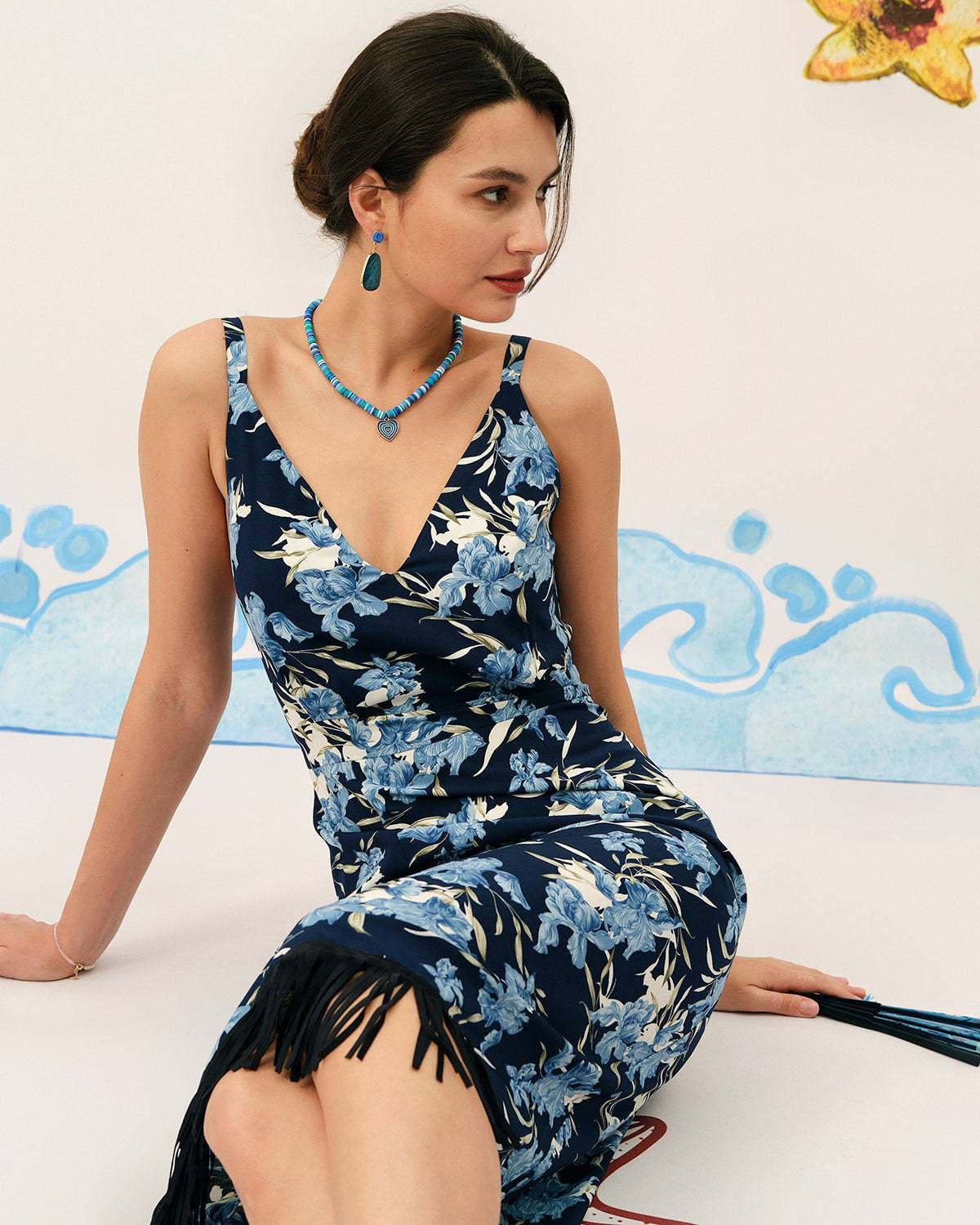 The Backless Tassel Midi Dress sold by rihoas