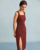 The Red Square Neck Side Slit Sleeveless Midi Dress sold by rihoas