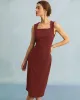 The Red Square Neck Side Slit Sleeveless Midi Dress sold by rihoas