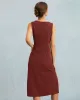 The Red Square Neck Side Slit Sleeveless Midi Dress sold by rihoas