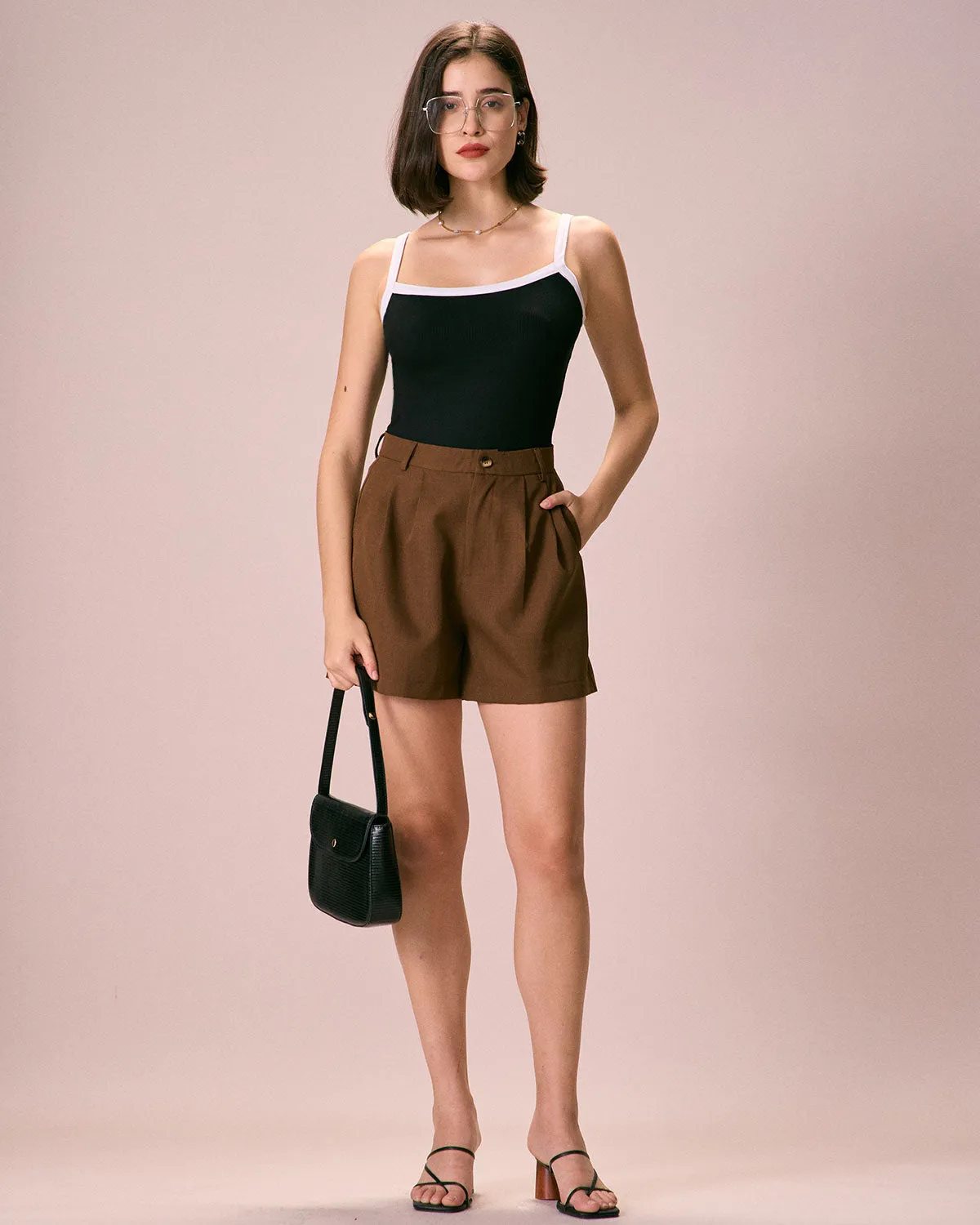 The Black Contrast Knit Cami Top sold by rihoas product image thumbnail 4