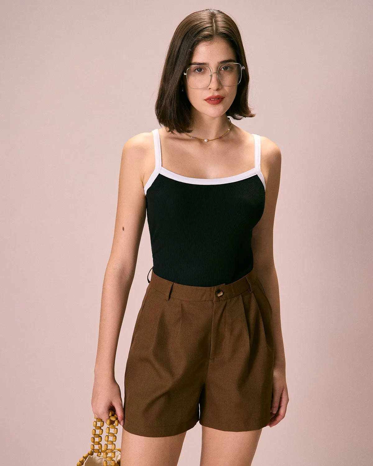 The Black Contrast Knit Cami Top sold by rihoas product image thumbnail 3