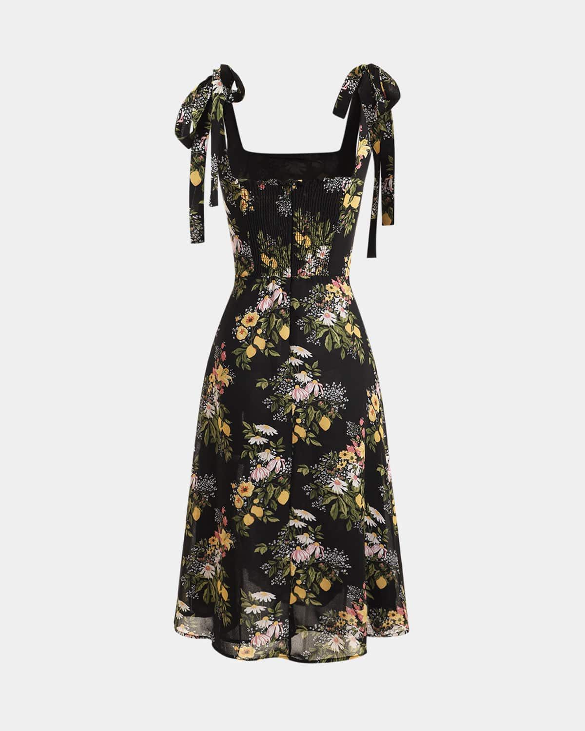 The Black Tie Strap Floral Midi Dress sold by rihoas product image thumbnail 8