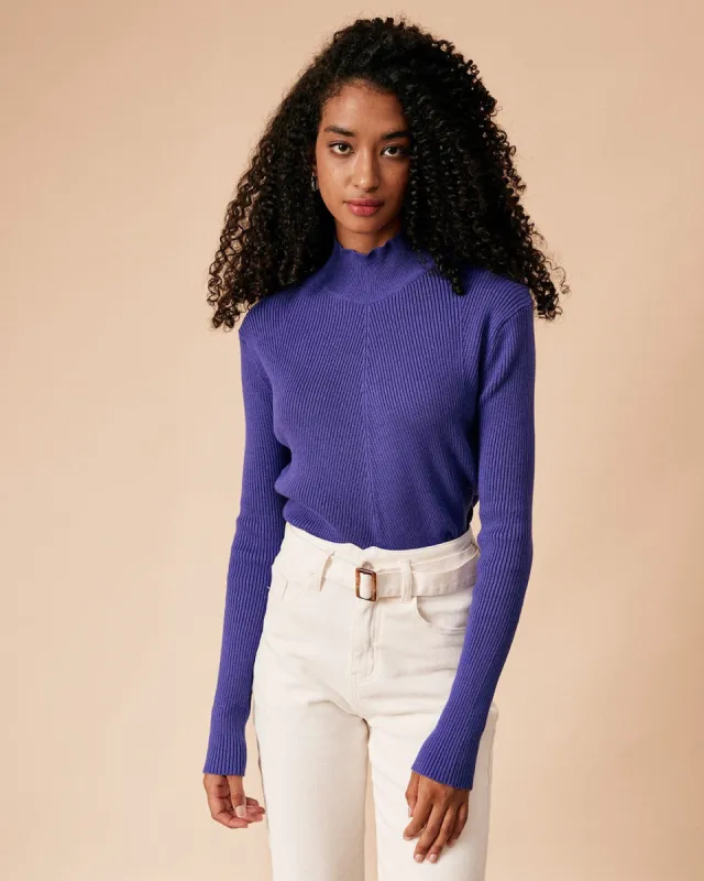The Solid Mock Neck Slim Fit Knit Top sold by rihoas