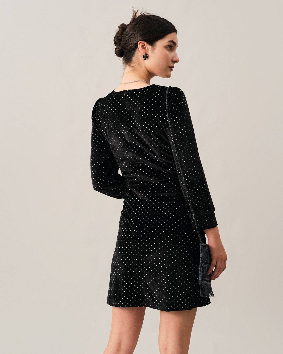 The Velvet Rhinestone Long Sleeve Mini Dress sold by rihoas product image thumbnail 5