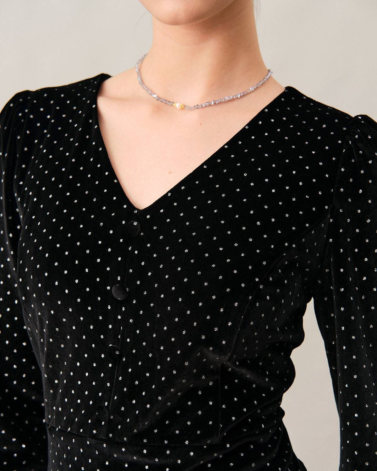 The Velvet Rhinestone Long Sleeve Mini Dress sold by rihoas product image thumbnail 2