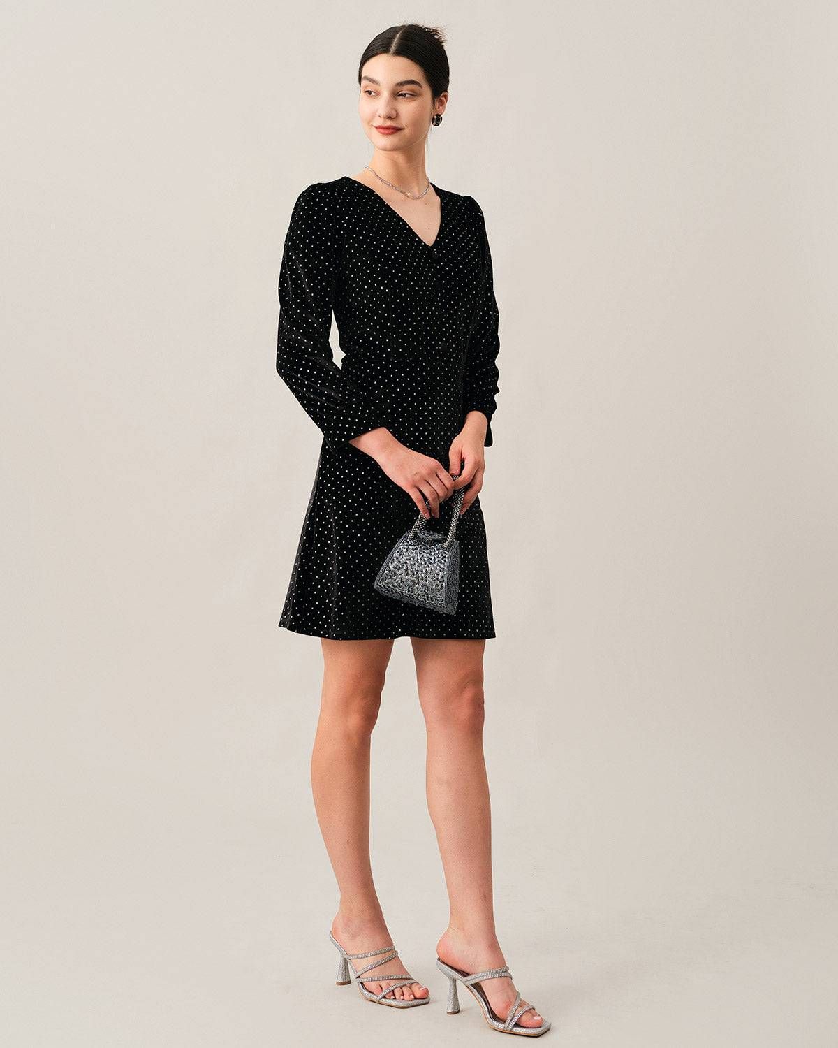 The Velvet Rhinestone Long Sleeve Mini Dress sold by rihoas product image thumbnail 4