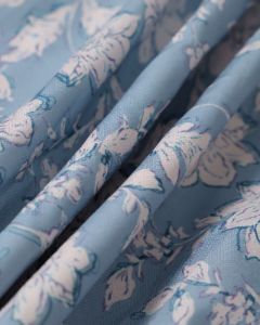 The Blue Floral Ruched Backless Maxi Dress sold by rihoas