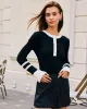 The Black Round Neck Contrast Trim Knit Top sold by rihoas