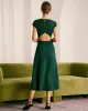 The Green Boat Neck Cutout Back Midi Dress sold by rihoas