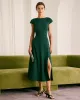 The Green Boat Neck Cutout Back Midi Dress sold by rihoas