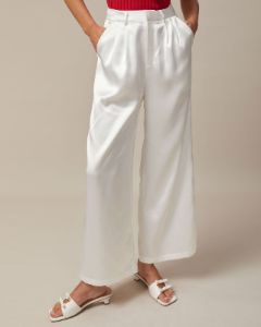 The White High Waisted Satin Wide Leg Pants sold by rihoas