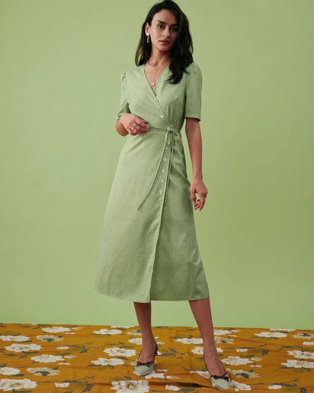The Polka Dot Wrap Midi Dress sold by rihoas