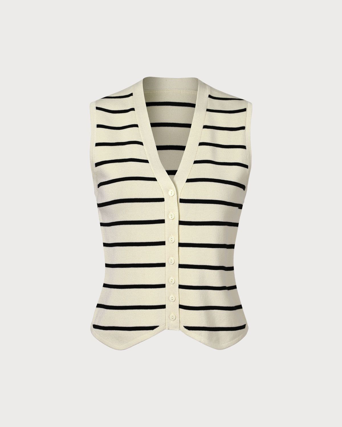 The Beige V Neck Striped Sleeveless Vest sold by rihoas product image thumbnail 5