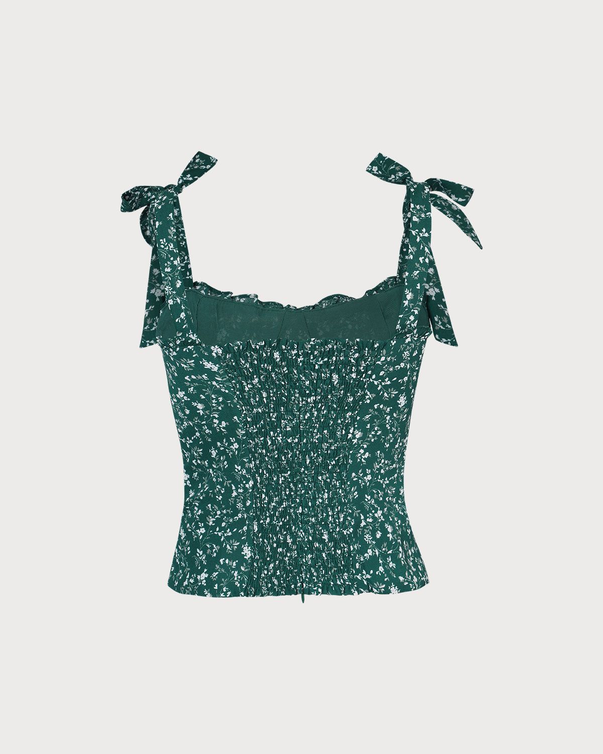 The Dark Green Floral Sleeveless Cami Top sold by rihoas product image thumbnail 3