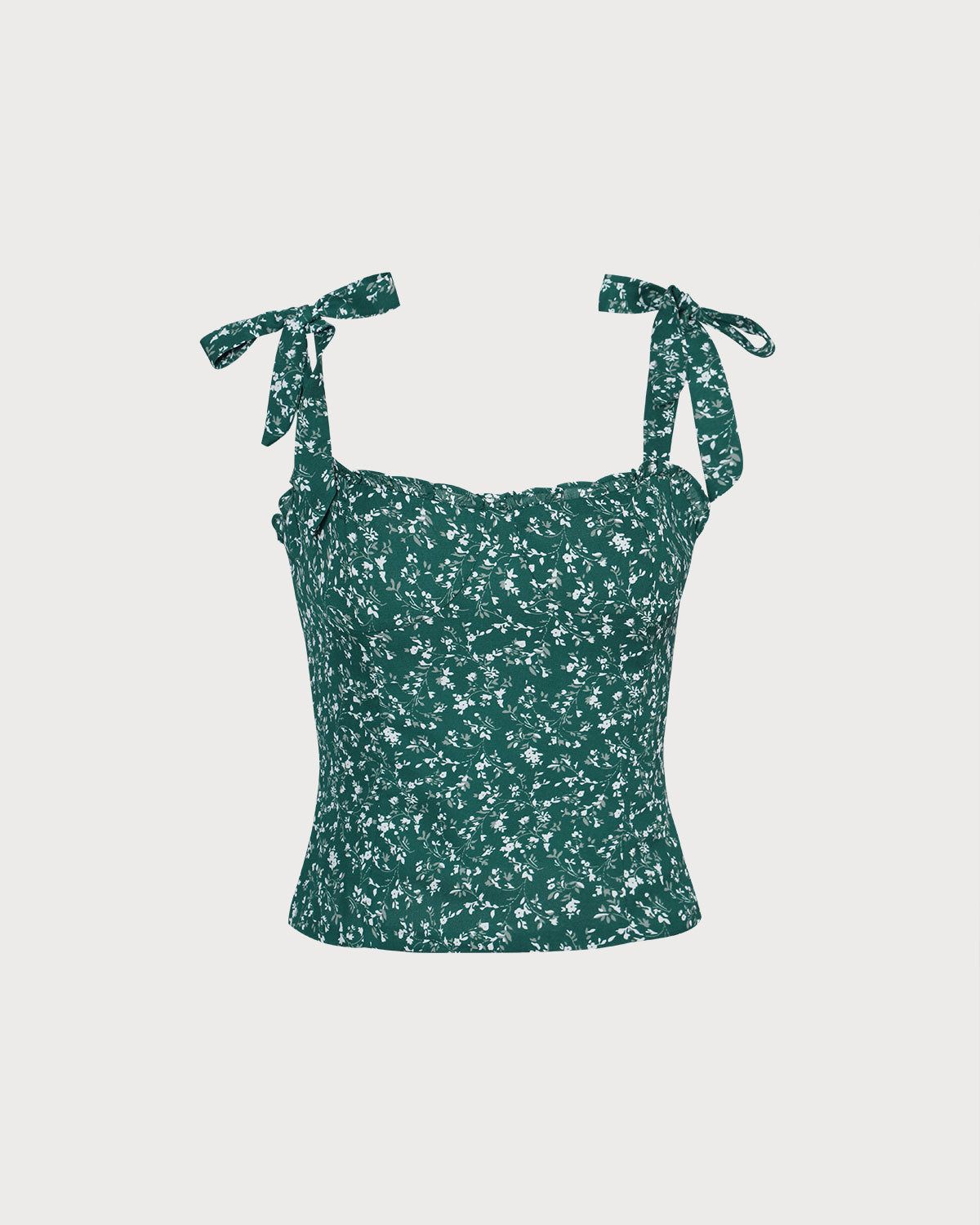 The Dark Green Floral Sleeveless Cami Top sold by rihoas