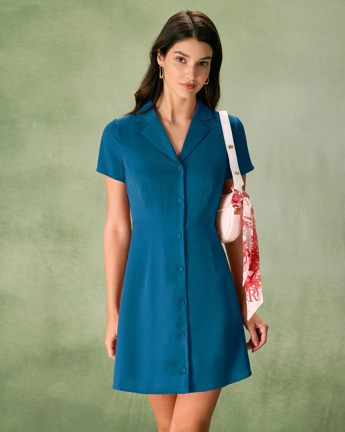 The Blue Lapel Button Mini Dress sold by rihoas