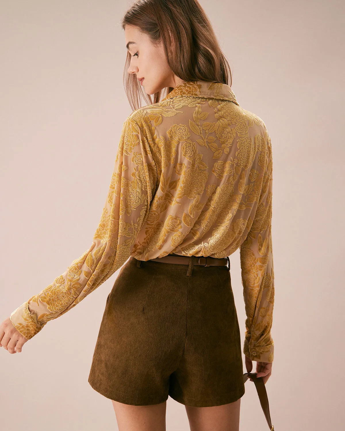 The Yellow Lapel Floral Burnout Mesh Shirt sold by rihoas product image thumbnail 5