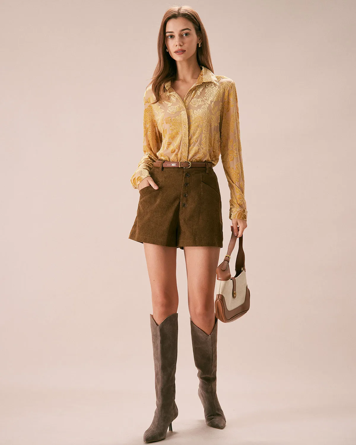 The Yellow Lapel Floral Burnout Mesh Shirt sold by rihoas product image thumbnail 2