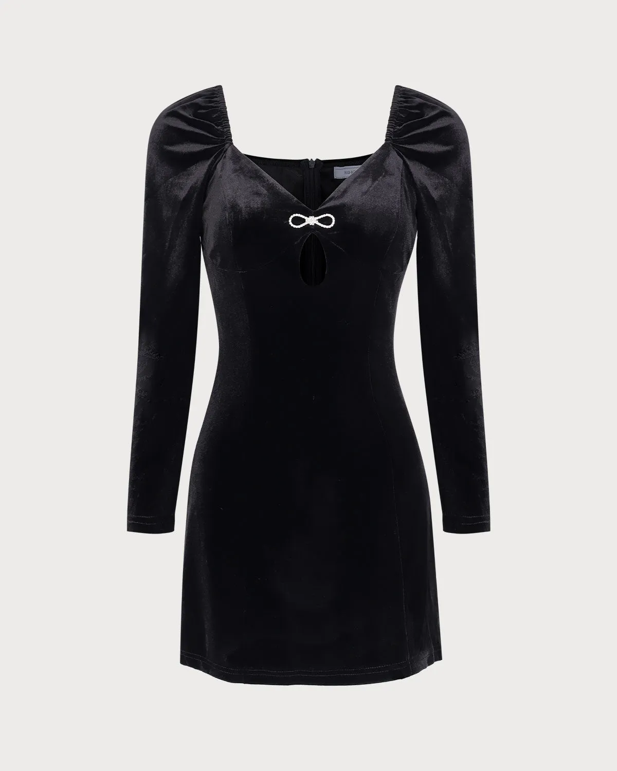 Women's Black Puffed Sleeve Velvet Mini Dress sold by rihoas