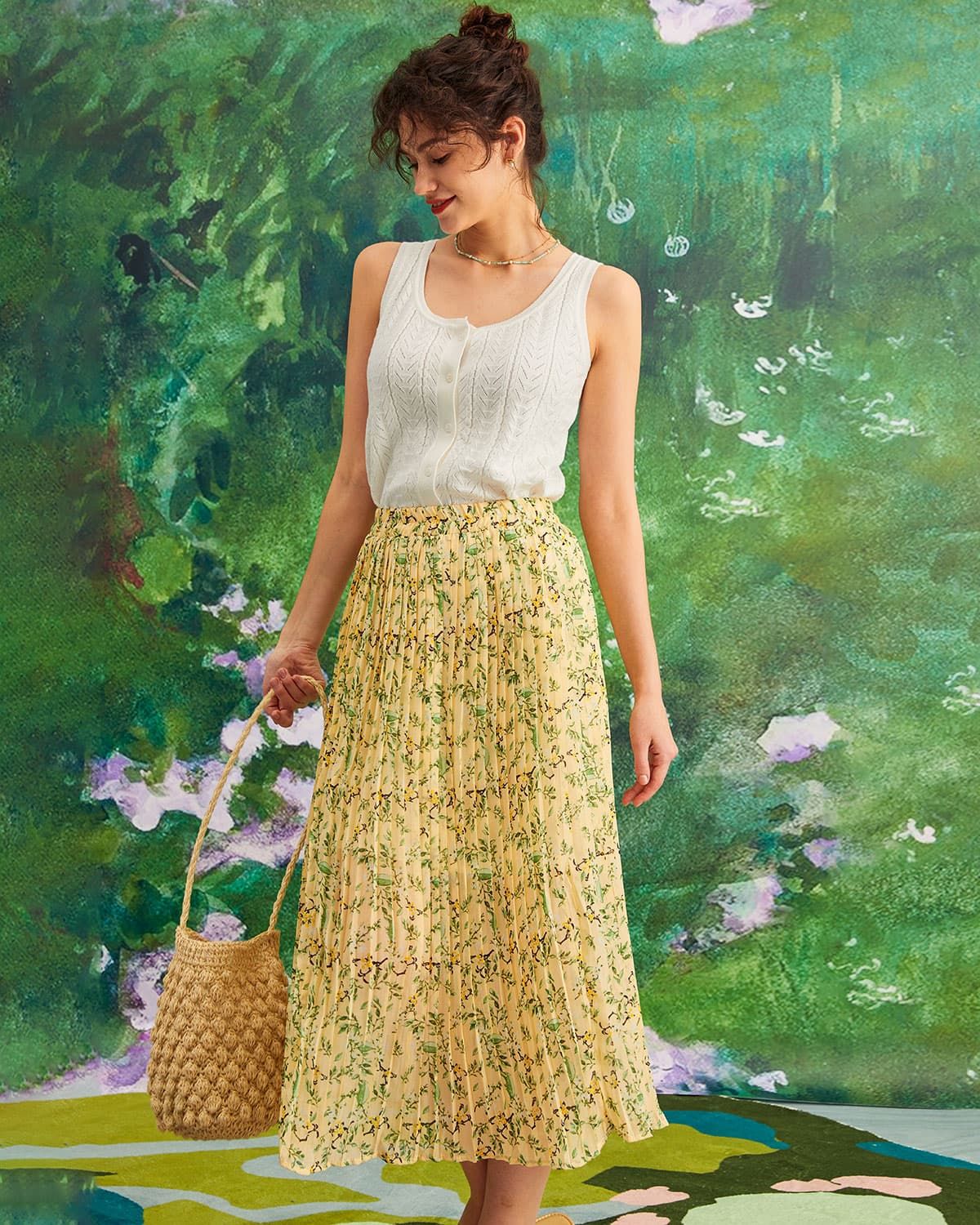 The White Round Neck Button Knit Tank Top sold by rihoas product image thumbnail 3