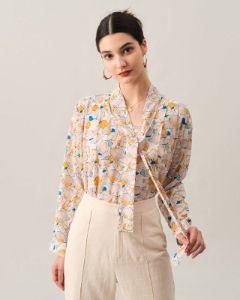 The Fruit Print Tie Neck Blouse sold by rihoas