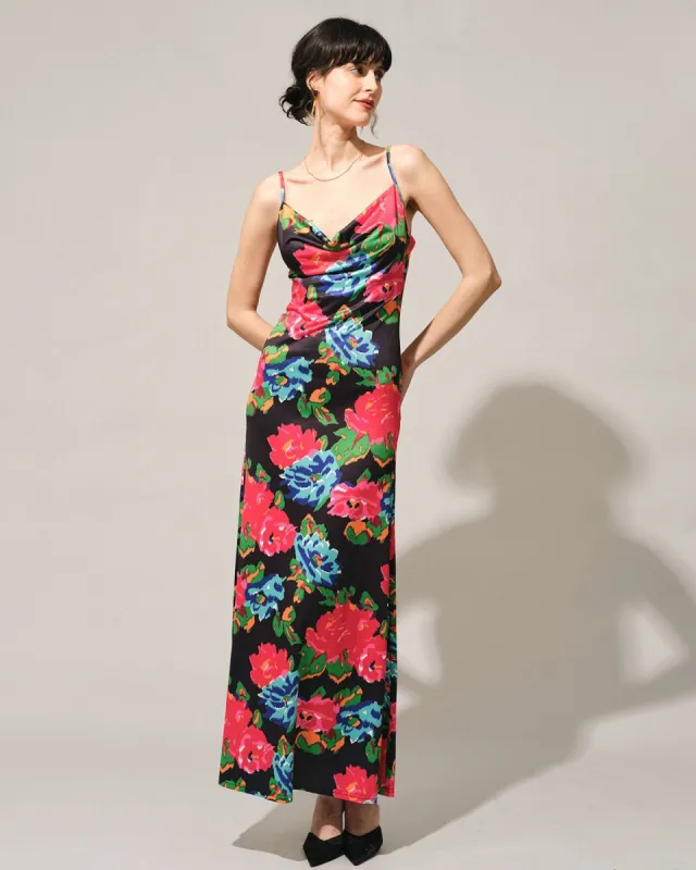 The Cowl Neck Floral Slip Maxi Dress sold by rihoas
