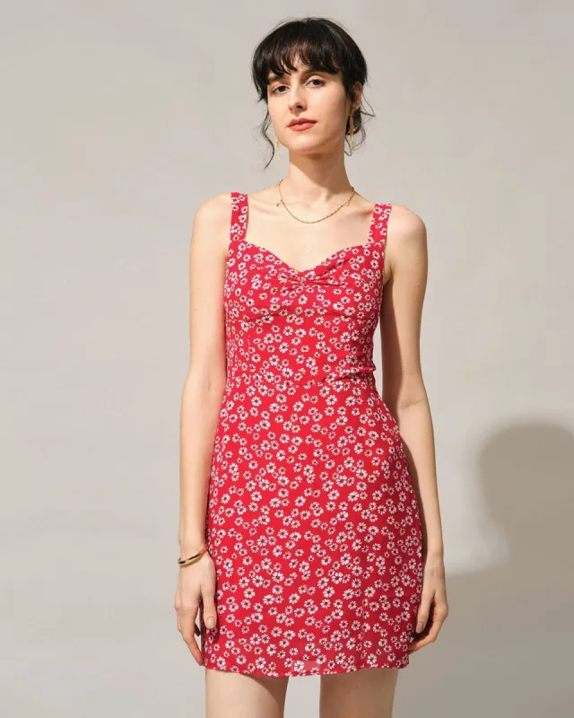 The Red Sweetheart Neck Floral Slip Mini Dress sold by rihoas