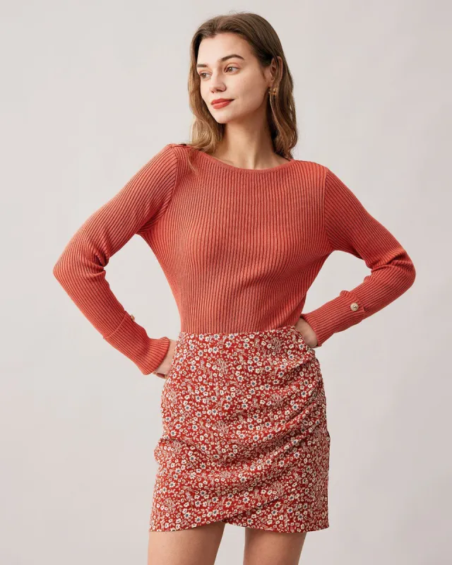 The Orange Boat Neck Knit Top sold by rihoas