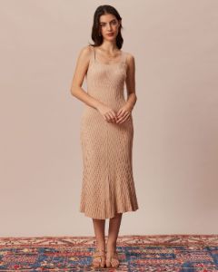 The Khaki U Neck Sleeveless Knit Midi Dress sold by rihoas