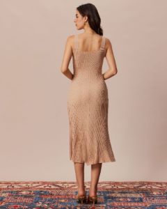 The Khaki U Neck Sleeveless Knit Midi Dress sold by rihoas