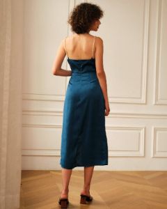 The Pearl Strap Side Slit Midi Dress sold by rihoas