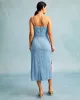 The Blue Wave Textured Pearl Strap Midi Dress sold by rihoas