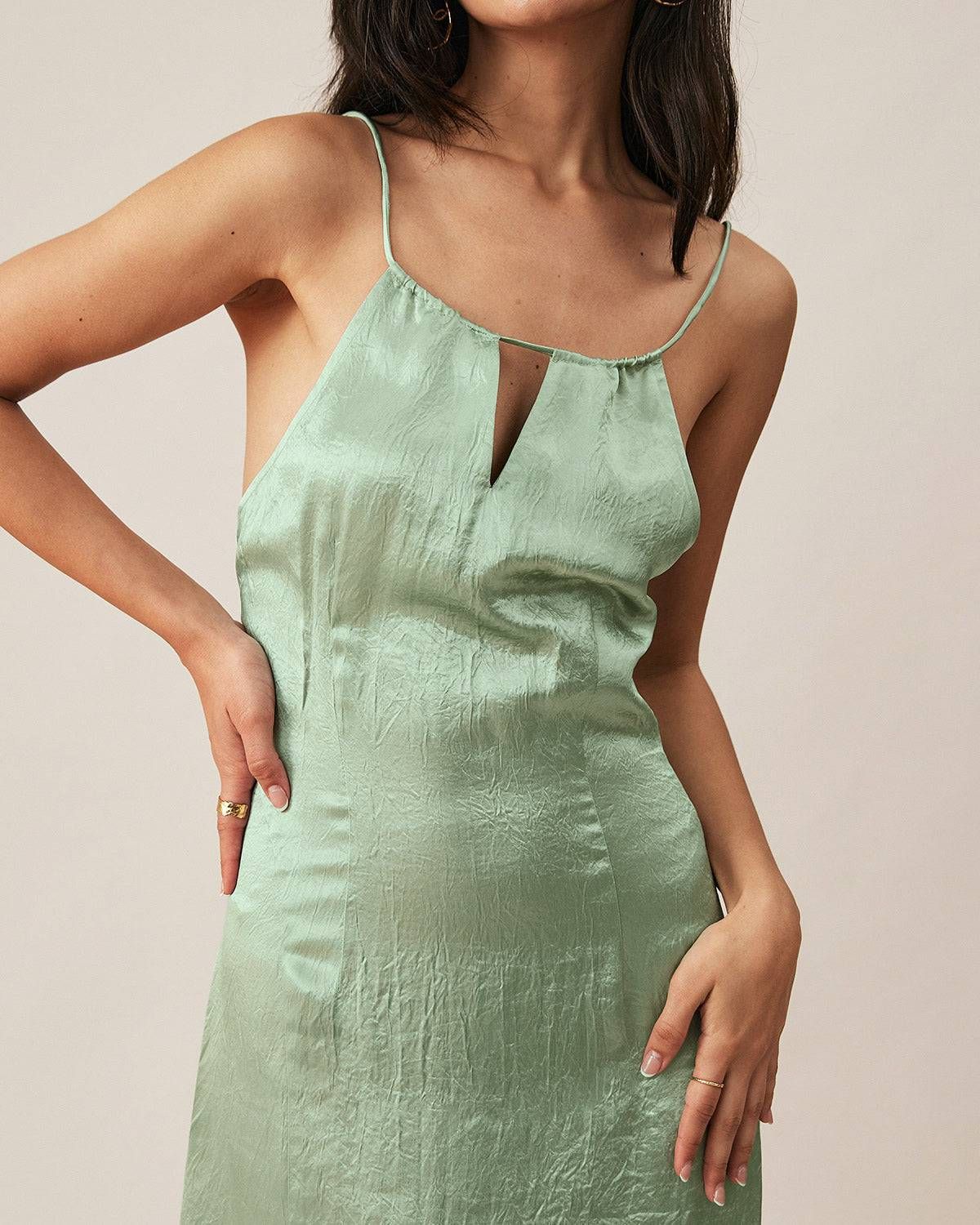 The Premium-fabric Halter Side Slit Midi Dress sold by rihoas product image thumbnail 2