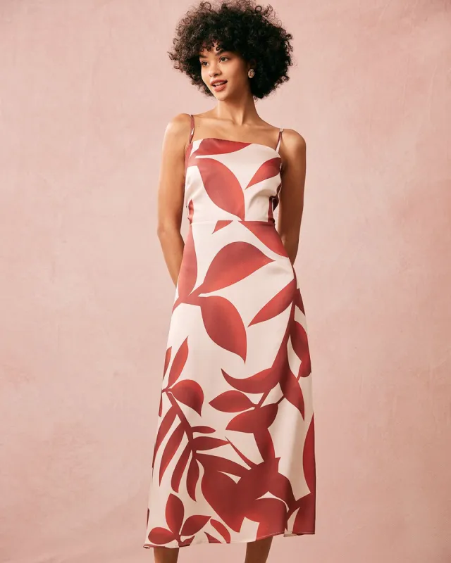 The Leaf Print Sling Maxi Dress sold by rihoas