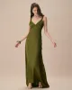 The Green V Neck Ruched Satin Maxi Dress sold by rihoas
