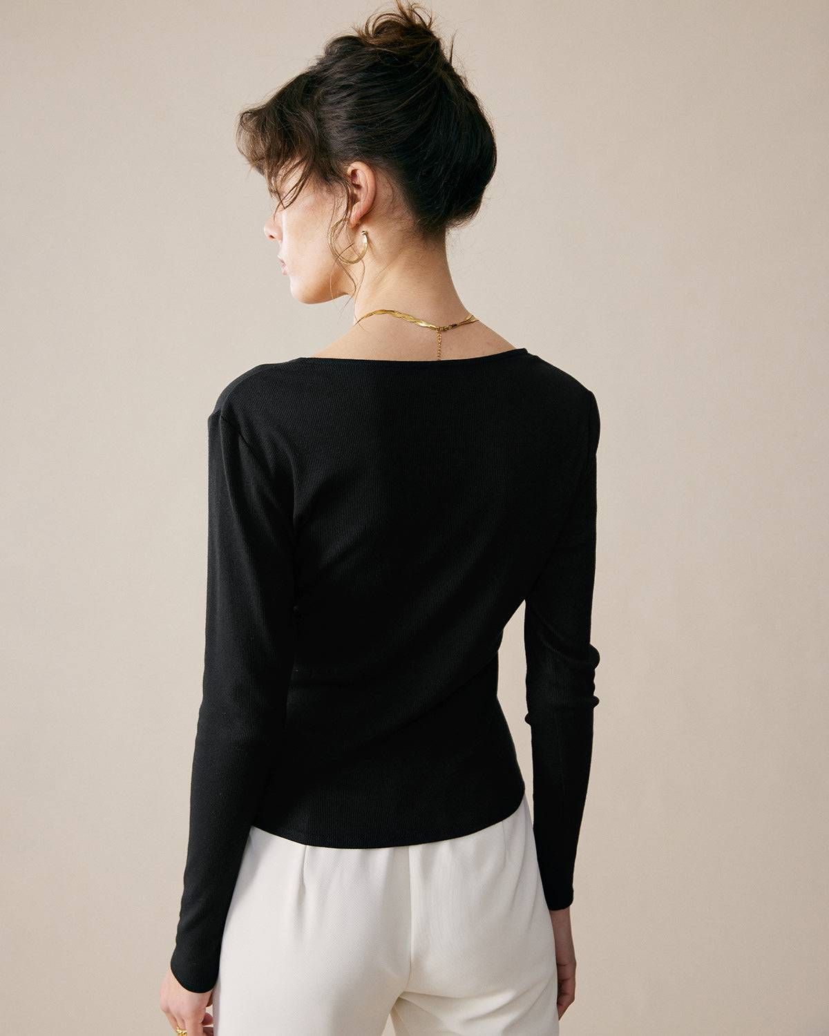 The Deep V-neckline Slim Fit Crop Top sold by rihoas product image thumbnail 5