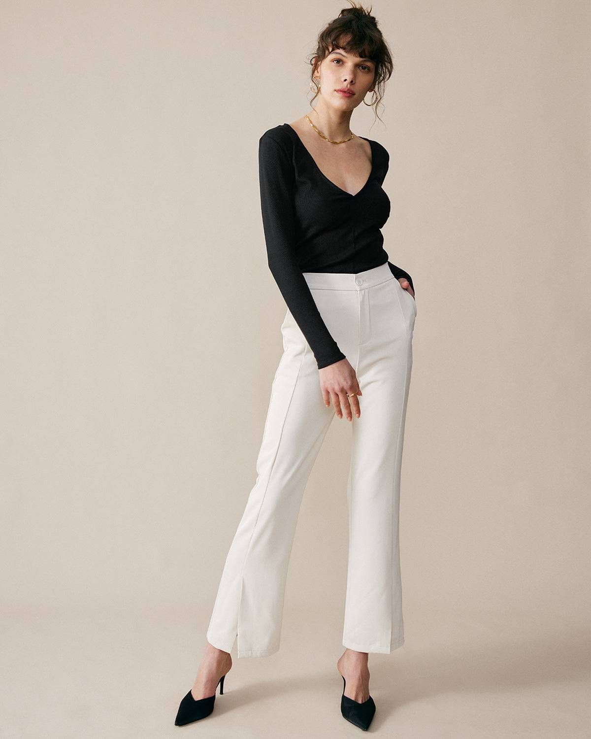 The Deep V-neckline Slim Fit Crop Top sold by rihoas product image thumbnail 4