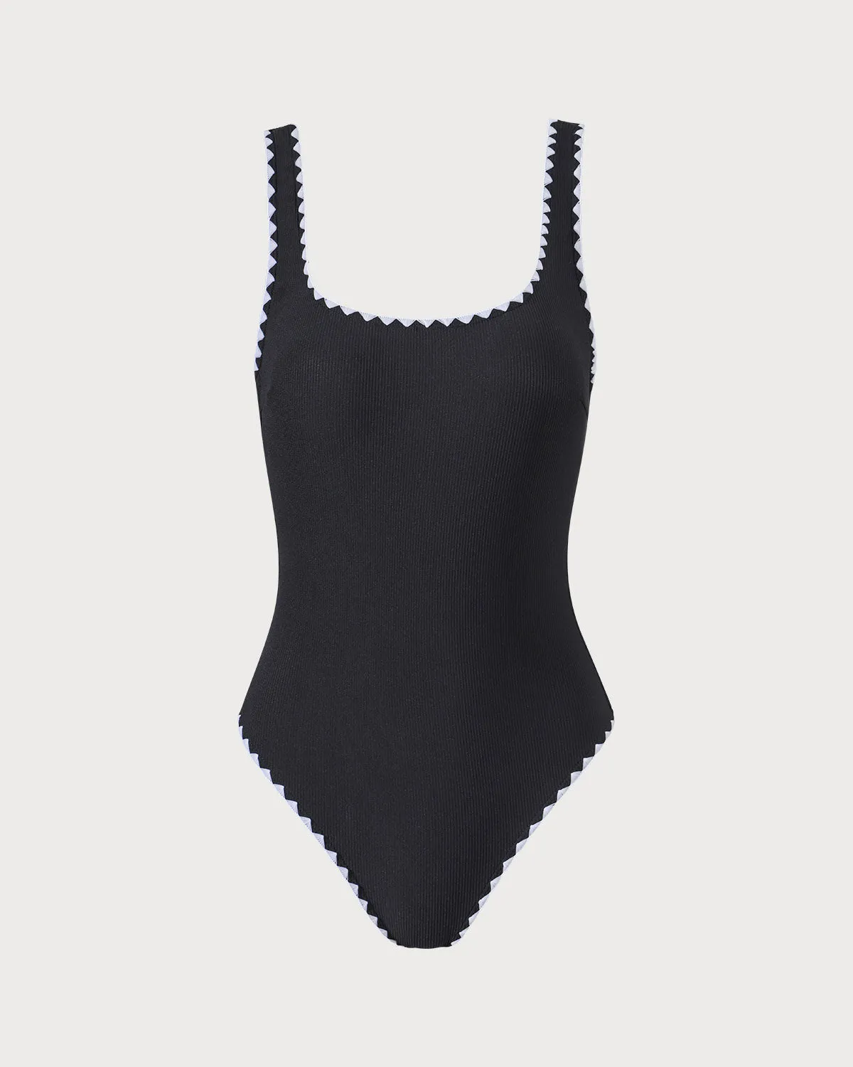 The Black Contrast Ribbed One-Piece Swimsuit sold by rihoas product image thumbnail 5
