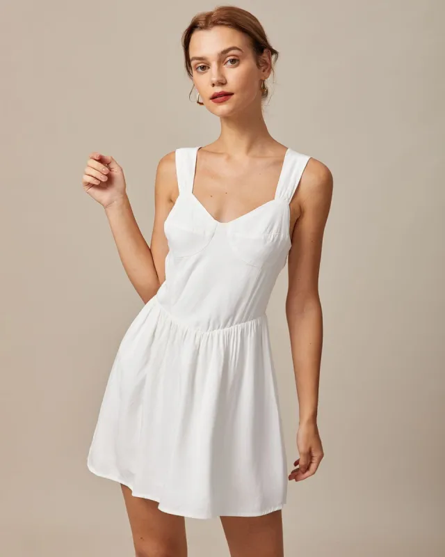 The White Sweetheart Neck A-line Mini Dress sold by rihoas