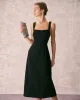 The Black Square Neck Sheath Midi Dress sold by rihoas