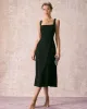 The Black Square Neck Sheath Midi Dress sold by rihoas