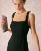 The Black Square Neck Sheath Midi Dress sold by rihoas